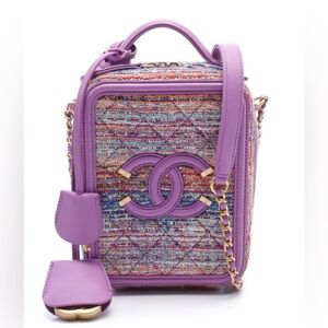Chanel Filigree Vanity North South Purple Tweed GHW